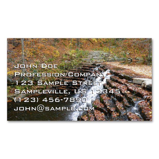 Waterfall at Laurel Hill State Park II Business Card Magnet (Front)