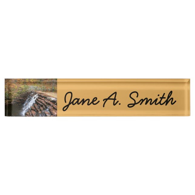Waterfall at Laurel Hill State Park II Desk Name Plate (Front)