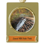 Waterfall at Laurel Hill State Park II Gold Plated Banner Ornament