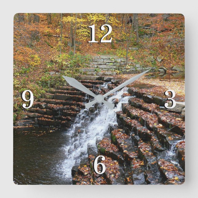 Waterfall at Laurel Hill State Park II Square Wall Clock (Front)