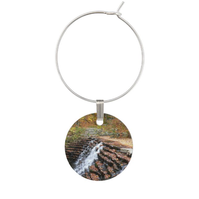 Waterfall at Laurel Hill State Park II Wine Charm (Front)