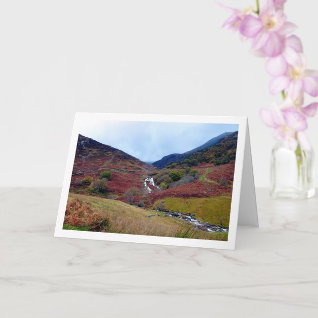 Waterfall at Snowdonia, Wales Card (Orchid)