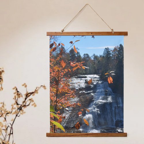 Waterfall Autumn Leaves NC High Falls Photographic Hanging Tapestry