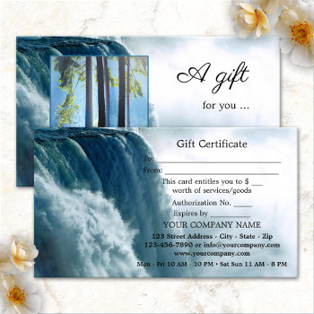 Waterfall Beauty Spa Photo Gift Certificate Card by sunnysites at Zazzle