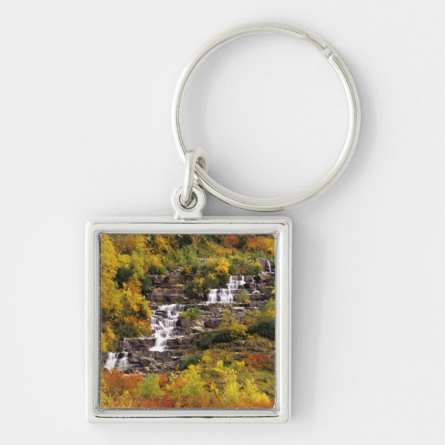 Waterfall below Mt Cannon in Glacier National Keychain (Front)