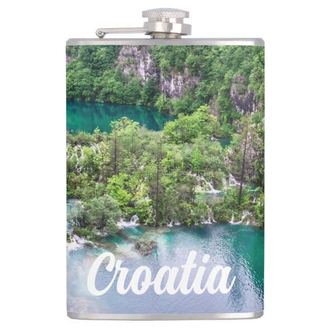 Waterfall cascade in Plitvice Lakes Park, Croatia Flask (Front)