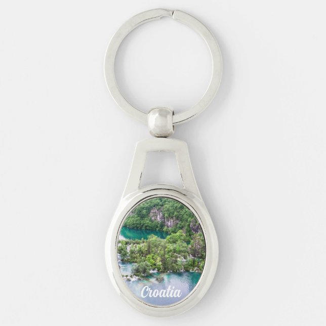 Waterfall cascade in Plitvice Lakes Park, Croatia Keychain (Front)