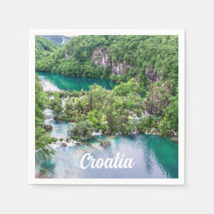 Waterfall cascade in Plitvice Lakes Park, Croatia Napkins