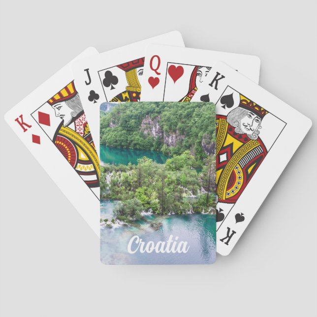 Waterfall cascade in Plitvice Lakes Park, Croatia Poker Cards (Back)
