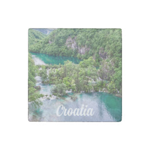 Waterfall cascade in Plitvice Lakes Park, Croatia Stone Magnet