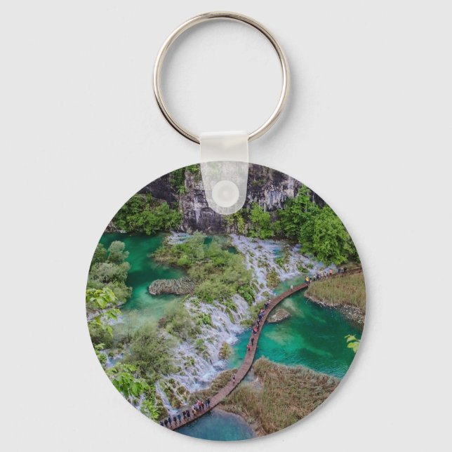 Waterfall cascade of Plitvice lakes park Keychain (Front)