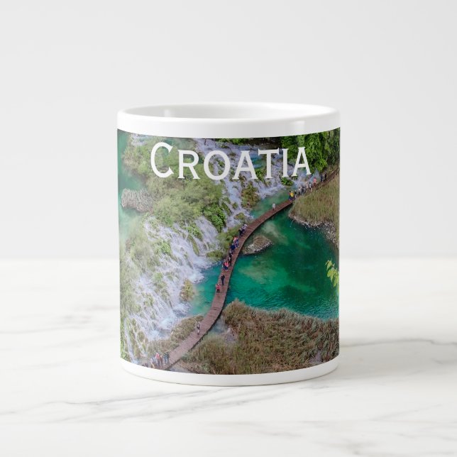 Waterfall cascade of Plitvice lakes park Large Cof Giant Coffee Mug (Front)