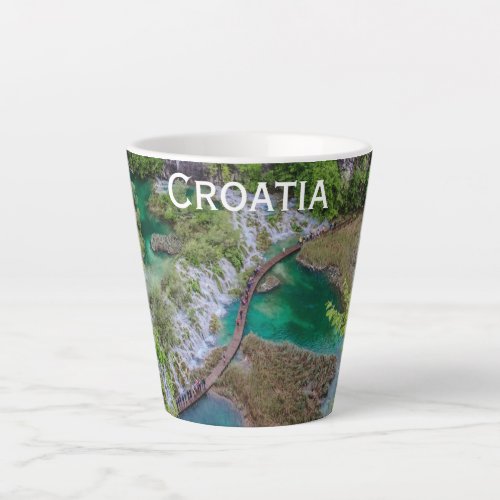 Waterfall cascade of Plitvice lakes park Latte Mug