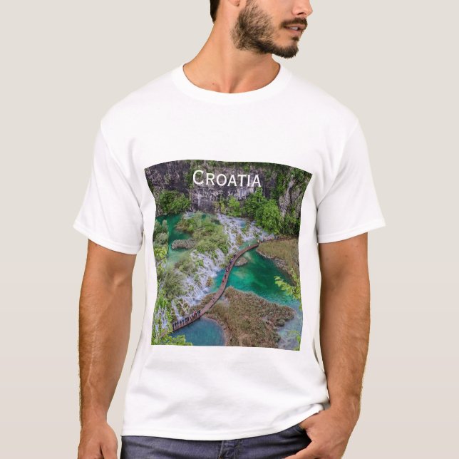 Waterfall cascade of Plitvice lakes park T-Shirt (Front)