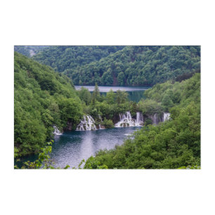 Waterfall cascade with green forest in Croatia Acrylic Print