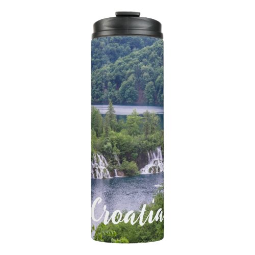 Waterfall cascade with green forest in Croatia Thermal Tumbler