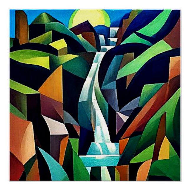 Waterfall cascades down the mountain 4 poster (Front)