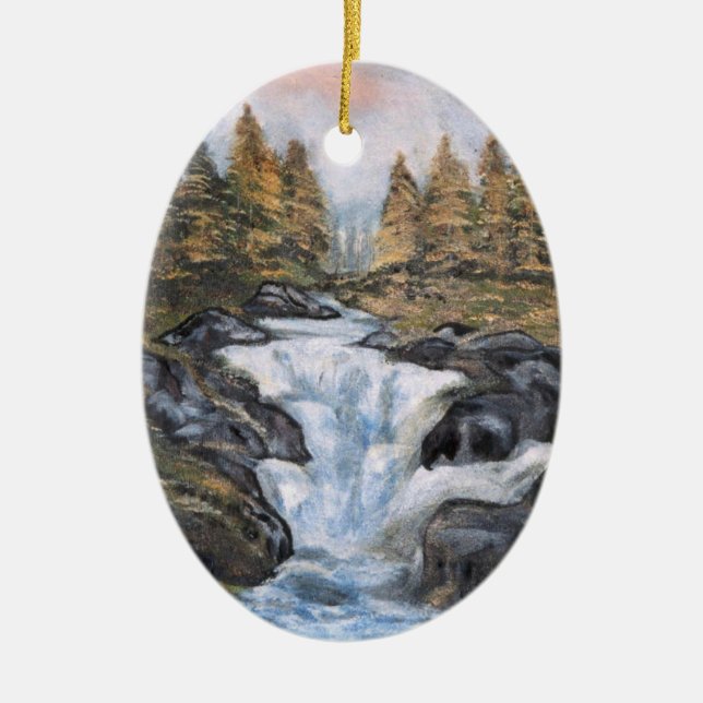 Waterfall Ceramic Ornament (Front)