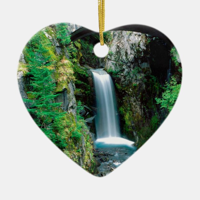 Waterfall Christine Mount Rainier Ceramic Ornament (Front)