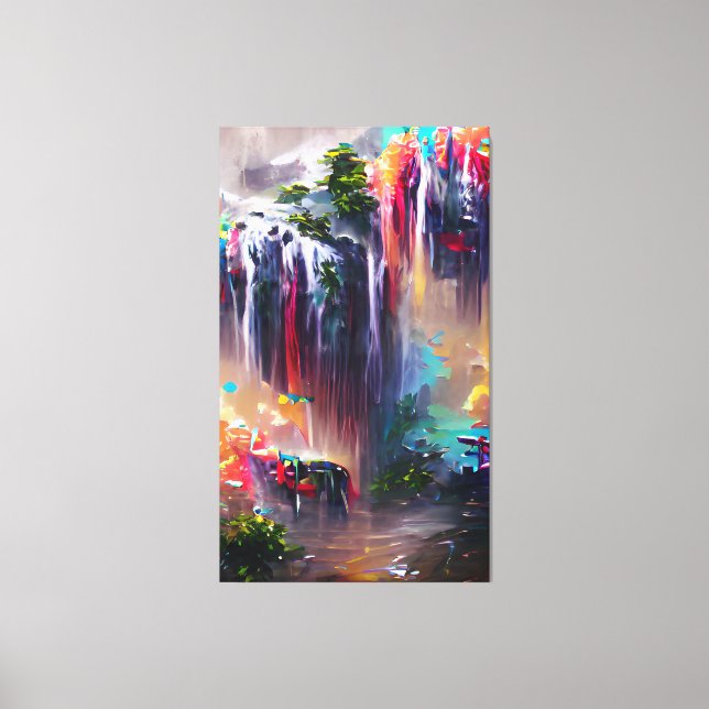 Waterfall - Colorful Abstract Painting Canvas Print (Front)