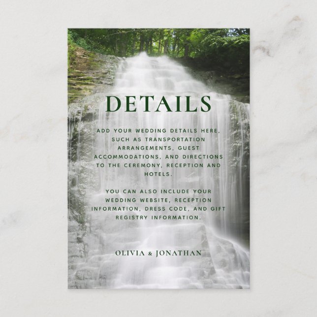 Waterfall Country Rustic Wedding Details Enclosure Card (Front)