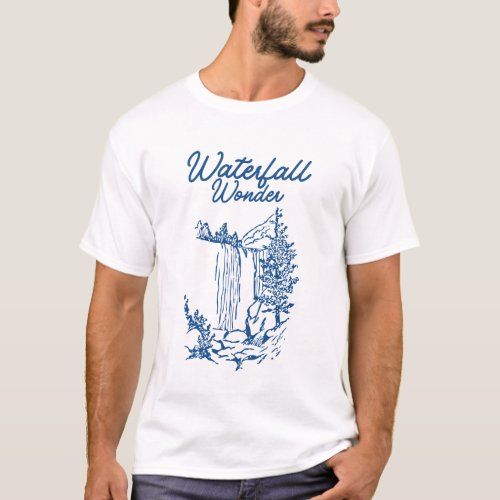 Waterfall drawing nature holiday modern stylish  T_Shirt