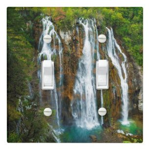 Waterfall elevated view, Croatia Light Switch Cover