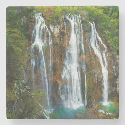 Waterfall elevated view Croatia Stone Coaster