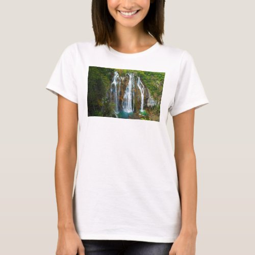 Waterfall elevated view Croatia T_Shirt