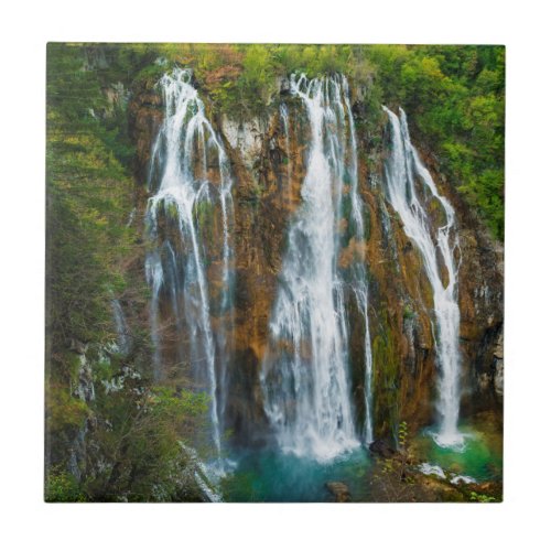 Waterfall elevated view Croatia Tile