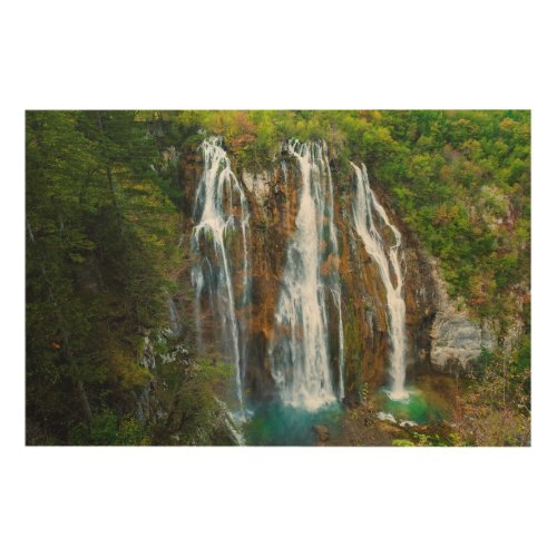 Waterfall elevated view Croatia Wood Wall Art