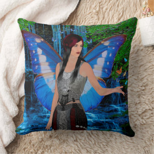 Waterfall fairy throw pillow