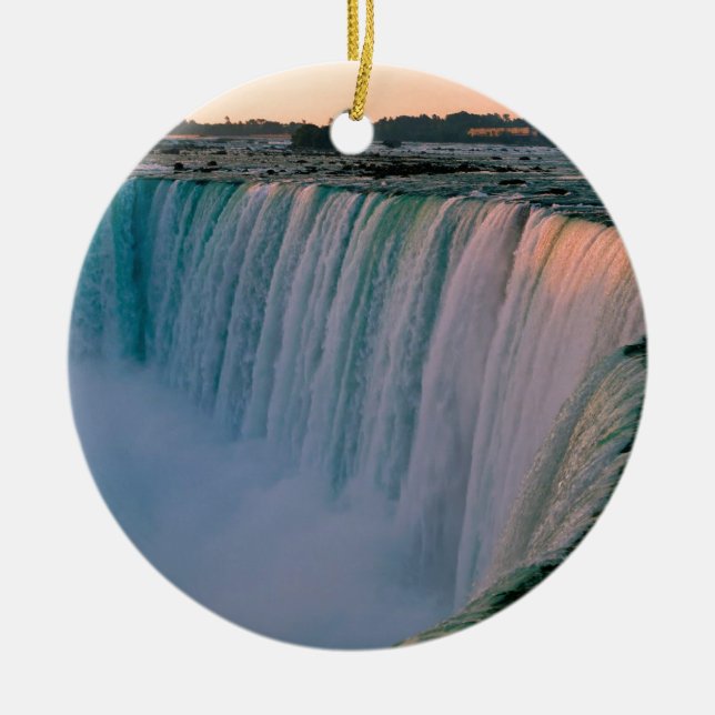Waterfall Falling Love Niagara Ontario Canada Ceramic Ornament (Front)