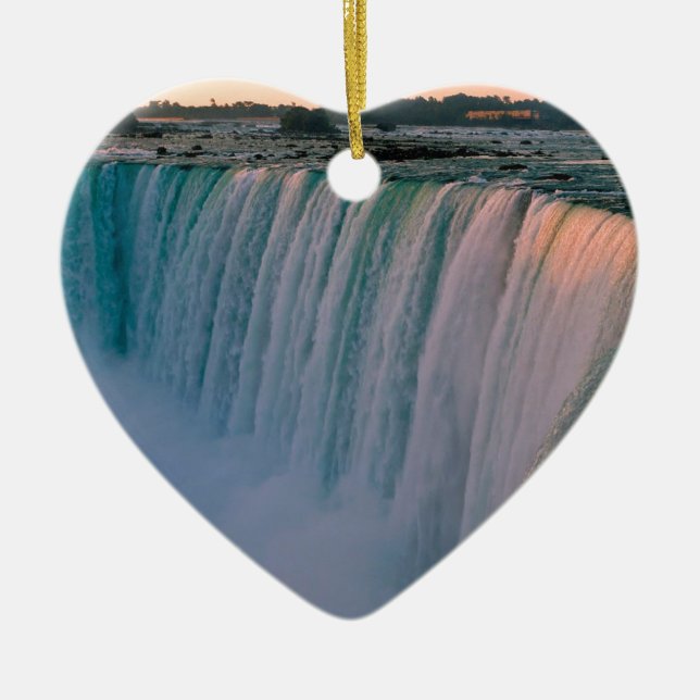 Waterfall Falling Love Niagara Ontario Canada Ceramic Ornament (Front)
