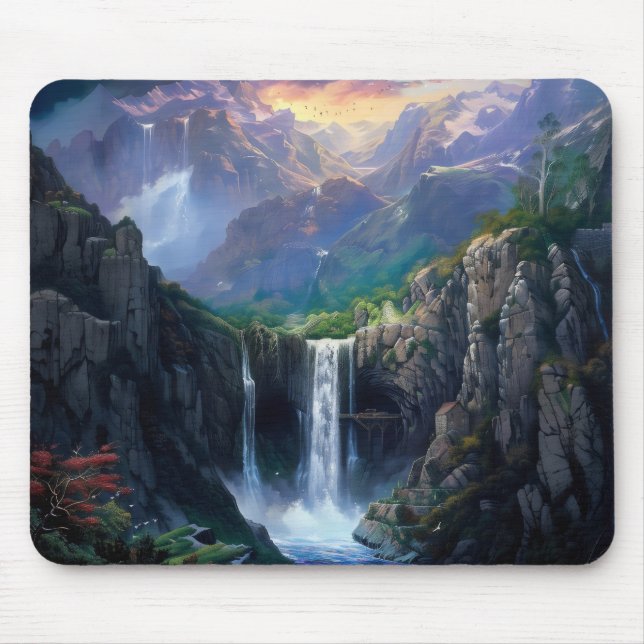 Waterfall Fantasy World Mouse Pad (Front)