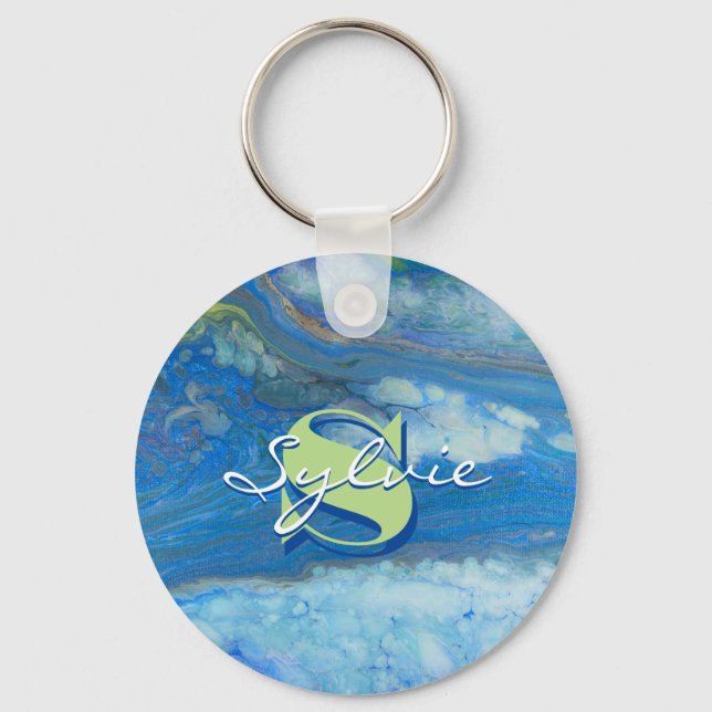 Waterfall Fluid Painting Keychain (Front)