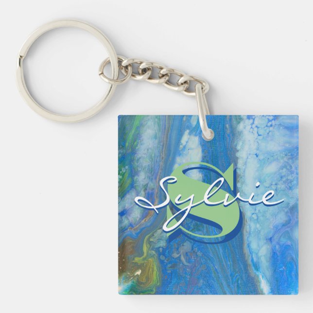 Waterfall Fluid Painting Keychain (Front)