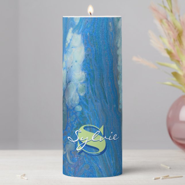 Waterfall Fluid Painting Pillar Candle (In Situ)