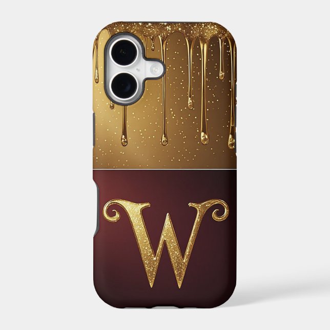 ✨ Waterfall Glitter W Monogram Dripping Luxe Iphone Case (Back)