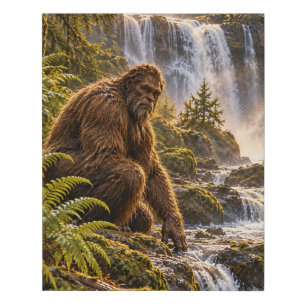 Waterfall Guardian Bigfoot Faux Wrapped Canvas