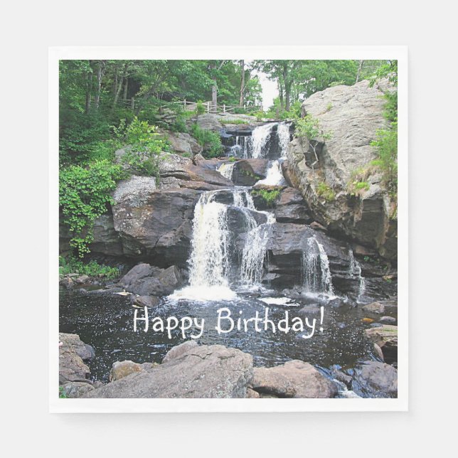 Waterfall Happy Birthday Napkins (Front)