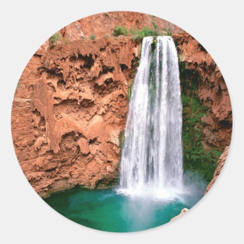 Waterfall Havasupai Mooni Grand Canyon Arizona Classic Round Sticker