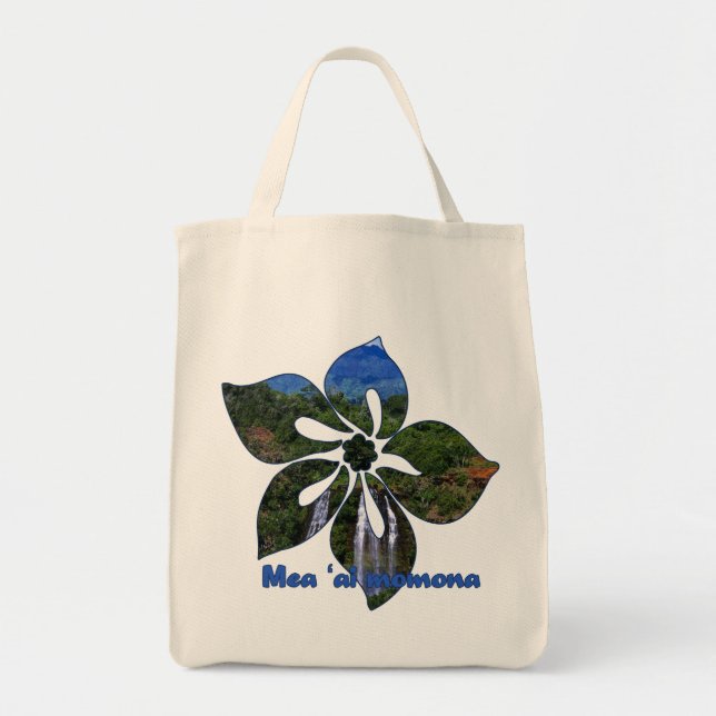 "Waterfall Hibiscus" Grocery Tote Bag (Front)