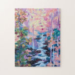 Waterfall Impressionism Painting Jigsaw Puzzle