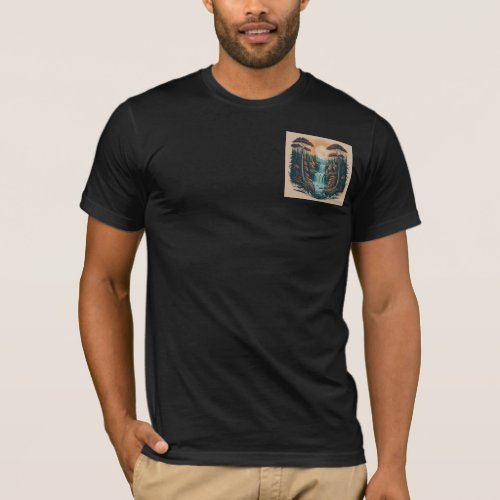 waterfall in a peaceful forest  T_Shirt
