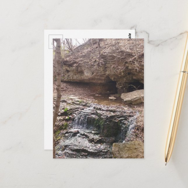 waterfall in Burlington, Iowa Postcard (Front/Back In Situ)