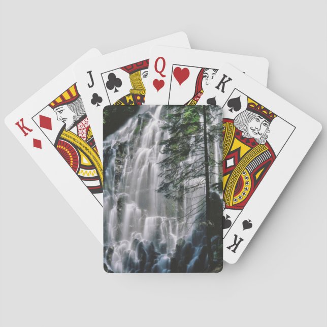 Waterfall in forest, Oregon Poker Cards (Back)