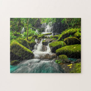 Waterfall in Jungle   Phu Tub Berk Mountain Jigsaw Puzzle