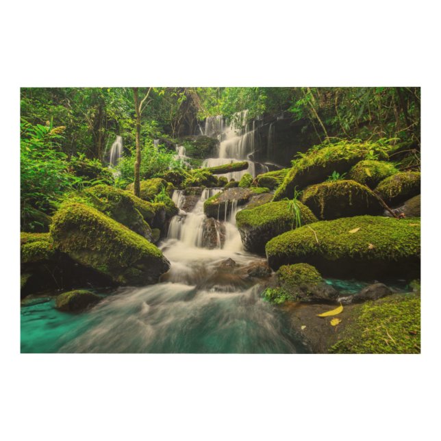 Waterfall in Jungle | Phu Tub Berk Mountain Wood Wall Art (Front)