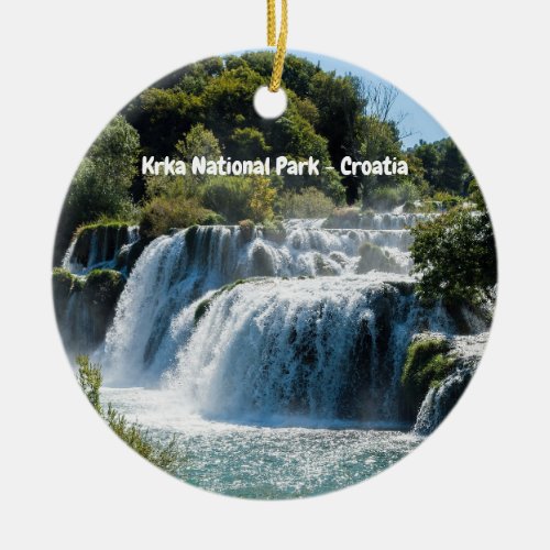 Waterfall in Krka National Park _ DalmatiaCroatia Ceramic Ornament